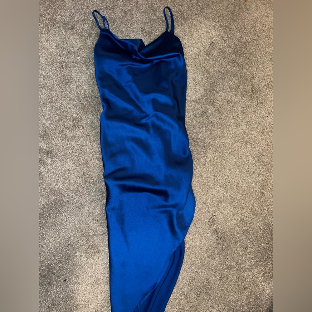 Women’s blue satin long dress